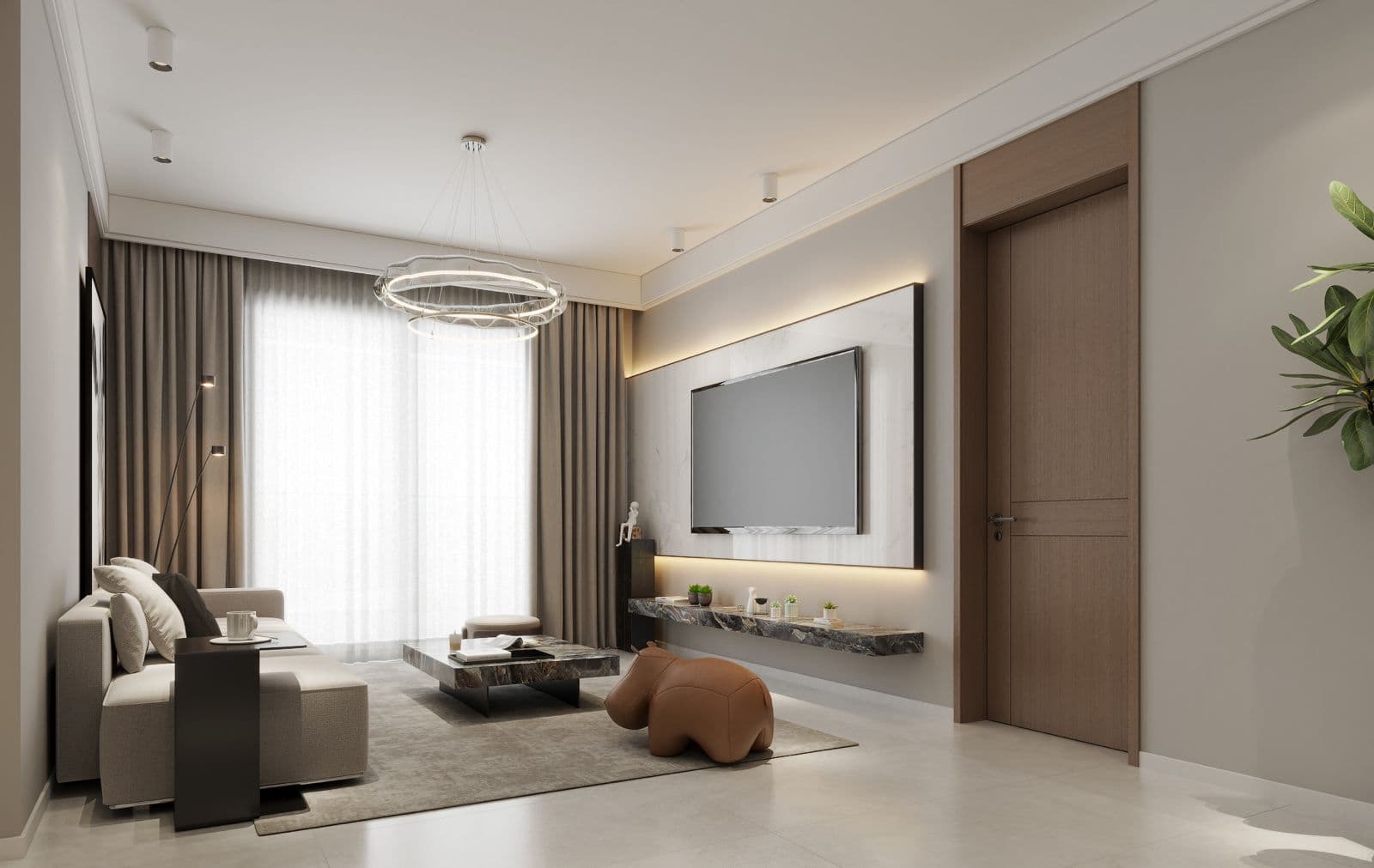 Spacious penthouse living room